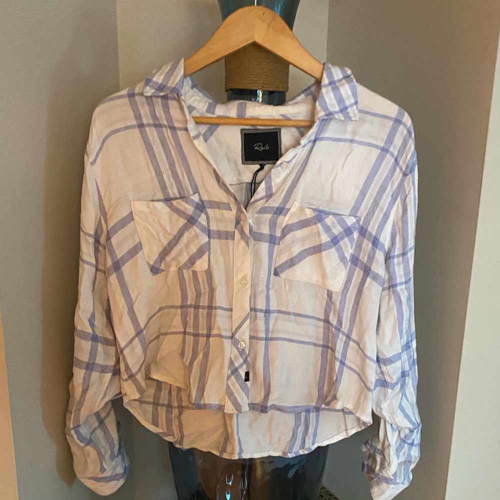 Rails cropped flannel button down